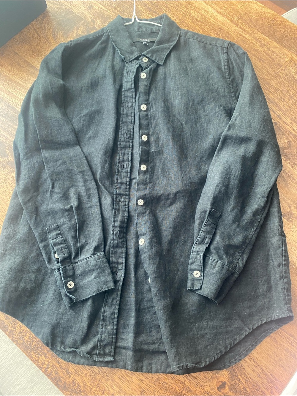 Quince Black Casual Linen Button-Down Shirt